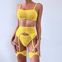 ZZYUP 6478MU sous-vêtements pour femmes noir érotique fantaisie soutien-gorge et slips ensemble 4 pièces bretelles érotique femmes dentelle nœud