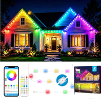 Lumières LED à point lumineux haute luminosité pour avant-toit, étanches, avec contrôle par application, installation facile pour la décoration extérieure des bâtiments, des toits et des maisons, et pour Noël