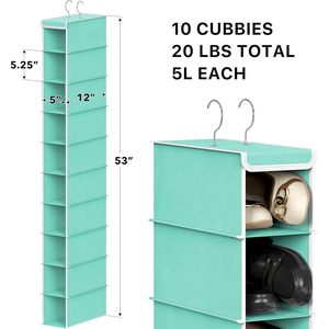 10 Shelf Hanging <b>Shoe</b> Organizer Turquoise Cubical Hook Type For Closet Door Wall <b>Storage</b> - Product Image 3