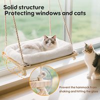 Perchoir de fenêtre pour chat en bois de pin naturel et corde avec ventouses et coussin moelleux