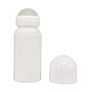 50ml White Empty Straight Large Plastic Beads Sunscreen Roll On Bottle With Arc Top Lid