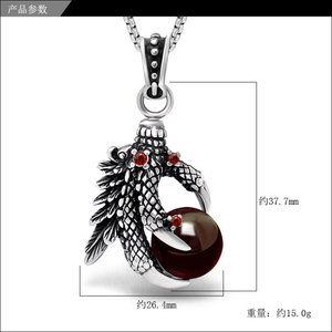 Mens Gothic Jewelry Casting <span class=keywords><strong>Eagle</strong></span> Dragon <span class=keywords><strong>Claw</strong></span> con Design pendente in pietra preziosa rossa - Product Image 3