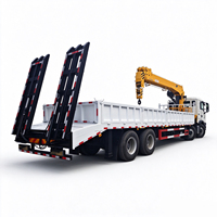 Camion-grue à flèche droite HOWO 20 tonnes 8x4 6x4 avec grue montée, plateau de chargement, échelle de chargement et nacelle de manutention