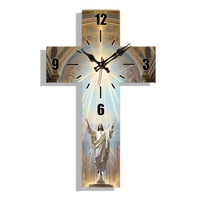 Moderne Jesus-Kreuz Wanduhr Wohnzimmer-Deko Luxuriöse Geräuschlose Quarzuhr für Wohnzimmer und Kirchendekoration