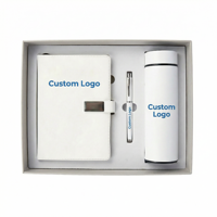 Set de Regalo Corporativo Personalizado, Cuaderno A5 de Cuero PU, Botella Aislada de Acero Inoxidable, Bolígrafo Metálico, Regalos Empresariales Modernos con Impresión UV