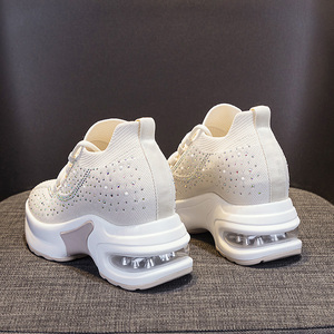 Zapatos de plataforma de malla a la moda para mujer, con cordones, informales, con suela gruesa, zapatillas deportivas para mujer y dama. - Product Image 6