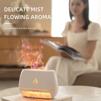 Diffuseur d'huiles essentielles à ultrasons à effet flamme en bois Grain Humidificateur à brume fraîche avec lumière nocturne d'ambiance colorée pour la décoration de la maison et du bureau