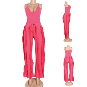 Ensemble tendance pour femmes en 2 pièces, haut camisole avec bordure à franges et pantalon large, <span class=keywords><strong>tenue</strong></span> décontractée pour tous les jours, ensemble assorti <span class=keywords><strong>de</strong></span> mode africaine - Product Image 6
