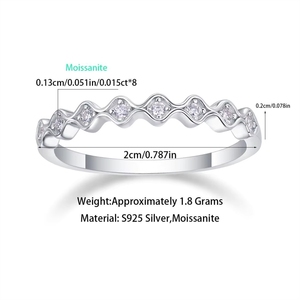 Penjualan Panas Perhiasan Mewah Ringan Perak Sterling 925 Desain Berbentuk Gelombang Cincin Berlian Moissanite untuk Wanita - Product Image 6