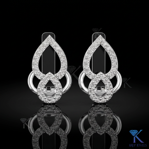 Custom Lab Grown CVD Diamond Pave Emerald Cut Wedding Party <b>Earrings</b> Snap Back <b>Hoop</b> 18K <b>Solid</b> Gold Women Jewelry - Product Image 2
