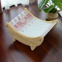 Lit pour chat rectangulaire en peluche écologique avec rembourrage en mousse, coton et lin, structure en bois, amovible, lavable, portable, pour intérieur, motif imprimé, emballage carton