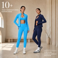 Ensemble de yoga 3 pièces pour femme : soutien-gorge dos nu, pantalon évasé et veste – Tenue de fitness populaire, ajustée et sans coutures