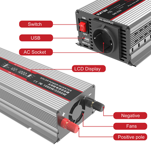 DATOUBOSS CE RoHS Utilisation extérieure/commerciale, expédition rapide depuis les entrepôts US/DE/JP 1000W 12V/24V Onduleur de voiture à onde sinusoïdale <span class=keywords><strong>pure</strong></span> 12v 220v - Product Image 1