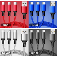 Kabel USB Multi Universal 3in1 Harga Murah Promo untuk Pengisian Daya Cepat iPhone dan Ponsel Android, Kabel Data Nylon