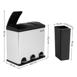 SONGMICS - Cubos de <span class=keywords><strong>Basura</strong></span> Ecológicos de 54 <span class=keywords><strong>Litros</strong></span> para el Hogar, Contenedor de Reciclaje con <span class=keywords><strong>Pedal</strong></span> de Acero Inoxidable para Oficina, Hotel, Baño - Product Image 3