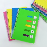 Cuaderno Espiral Colorido con 5 Pestañas de Índice, 100 Hojas, Tamaño A5/B5, Tapa Dura de PP, Diario para la Organización Escolar y de Oficina, Regalo
