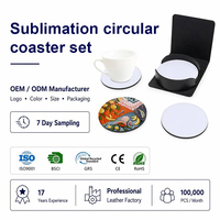 Ensemble de sous-verres personnalisés de luxe pour boissons au thé 5mm d'épaisseur sous-verres en cuir PU à sublimation