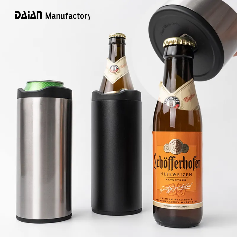 Usine chinoise nouveau Design 500ml Double paroi garder au froid bière Can isolant refroidisseur avec ouvre-bouteille dans le fond