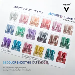 Nail Nguồn Cung Cấp Gel Đánh Bóng Bán Buôn OEM Bán Buôn Bán Tốt Nhất 15Ml Smoothies Mèo Của Mắt Sơn Móng Tay 18 Màu Uv Gel Nail Polish