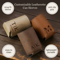Manchons isothermes vierges pour canettes de bière, personnalisables au laser, en cuir, avec aimant de réfrigérateur, cadeau pour témoin de mariage