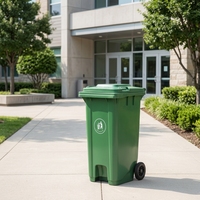Poubelle roulante de 240 L avec couvercle rabattable, bac à déchets mobile, conteneur à ordures pour l'extérieur, l'école, l'hôpital