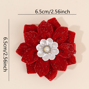 Glitter Velvet <b>Flower</b> Hair Clips Pearl Rhinestone Fabric Barrettes For Girls Autumn Winter Kids Hair Accessories - Product Image 2