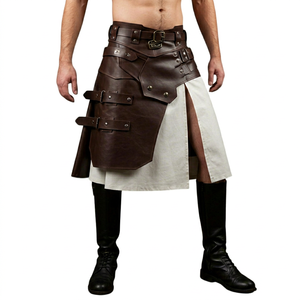 Men's Leather <b>Gladiator</b> Kilt Renaissance Sexy <b>Costume</b> with Belt-Eco-Friendly - Product Image 1