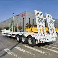 Semi-remorque à plateau surbaissé multi-essieux pour camions lourds, transport de conteneurs, marque Dingtu, charge utile personnalisable