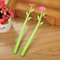 Stylo Gel Camélia Jaune Vert Pointe De Fleur En Plastique Souple Conception Mignonne pour Étudiant Écriture Fourniture De Bureau Cadeau