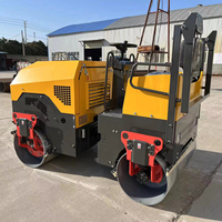 Vente flash : rouleau compresseur routier à double tambour de 1000 kg, diesel, hydraulique, à marche arrière, vibratoire, pour le compactage du sol