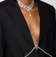 Anniyo — collier multi-rangs avec strass pour femmes, bijou de poitrine, chaîne de taille, Sexy, boîte de nuit, cristal, poitrine, #0698