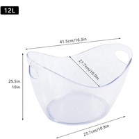 Seau à glace pour boissons de 12 L, grand seau à boissons, seau à glace en acrylique transparent, seau à vin et à champagne pour les fêtes