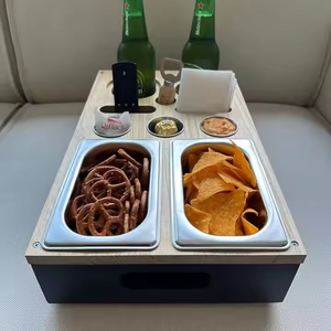 Boîte à collation personnalisée robuste de qualité supérieure avec couvercle amovible, bols à collation, porte-boisson avec sous-verre, boîte-cadeau pour soirées confortables - Product Image 6