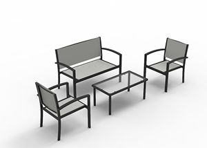 <b>3</b> <b>Piece</b> Metal Patio Furniture <b>Set</b> Outdoor <b>Sofa</b> and Chairs with Table for Dining Courtyard Hotel or Park Use - Product Image 2