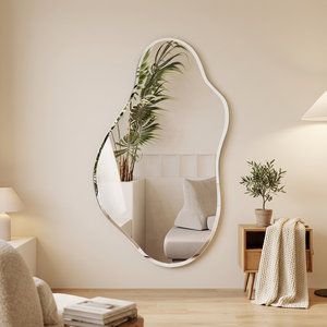 Espejo de Baño Decorativo Asimétrico con Retroiluminación LED Inteligente, Antivaho, de Tamaño Personalizado, Estilo Art Deco, de Lujo, <span class=keywords><strong>ECOLIVING</strong></span>, Venta al Por Mayor - Product Image 1