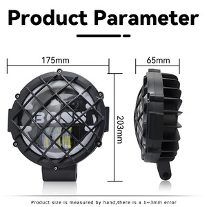 ไฟหน้า LED ทรงกลมขนาด 7 นิ้ว ยี่ห้อ Qidewin พร้อมตะแกรงป้องกัน สำหรับรถจักรยานยนต์ รถออฟโรด ไฟสปอร์ตไลท์ 12-24V ป้องกันน้ำและฝุ่นระดับ IP67 - Product Image 3