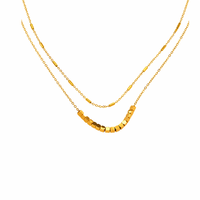TANGPEI Nouveau Collier Double Couche à Perles Cubiques pour Femme, en Alliage Plaqué Or 24K, Minimaliste, Géométrique, Tendance, Cadeau, Bijoux de Mode