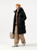 Veste d'hiver longue coupe-vent en duvet avec logo personnalisé, fermeture éclair, veste longue d'hiver pour homme