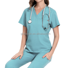 GloriousIn RTS Scrubs 2023 Uniformes <span class=keywords><strong>de</strong></span> <span class=keywords><strong>maternité</strong></span> pour étudiants en pharmacie, robe en lin uni, confortable, Landau, vente en gros, designs bon marché - Product Image 6