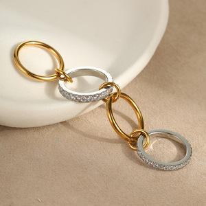 Anillo apilable de empalme de perlas chapado en oro de 18 quilates de acero inoxidable de moda estilo INS, joyería impermeable para regalo de mujer - Product Image 3