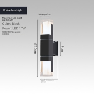 Applique murale extérieure LED noire à double tête, longue bande, éclairage haut et bas, en aluminium moulé sous pression, à montage en surface - Product Image 1