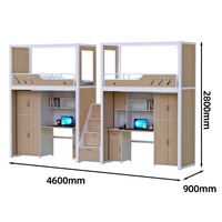 Lit superposé moderne en métal pliable et réglable avec bureau et rangement pour étudiants, appartements, hôtels