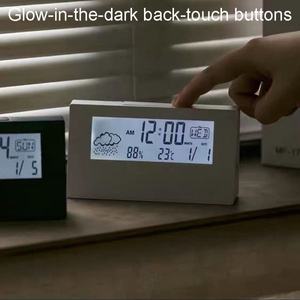 Relógio de mesa eletrônico <span class=keywords><strong>LCD</strong></span> com <span class=keywords><strong>display</strong></span> digital multifuncional medidor de temperatura e umidade despertador de sala - Product Image 4