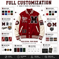 Veste universitaire bicolore beige crème OEM, broderie de logo personnalisée, veste en laine Melton de qualité supérieure, veste de style Letterman surdimensionnée, veste d'équipe scolaire