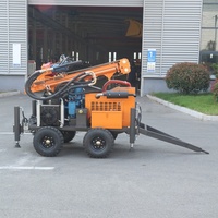 Machine de forage de puits d'eau sur roues, hydraulique, alimentée au diesel, portable, 200 m, petite foreuse de puits d'eau, directement de l'usine