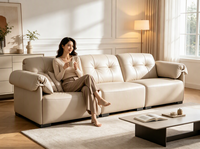Ensemble de canapés en cuir véritable et bois pour salon, canapé nuage en cuir pleine fleur, mobilier de salon