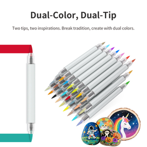 KHY ujung kuas akrilik 48 warna, spidol permanen warna ganda batu 48 warna tahan air Tips halus untuk melukis kaca - Product Image 3