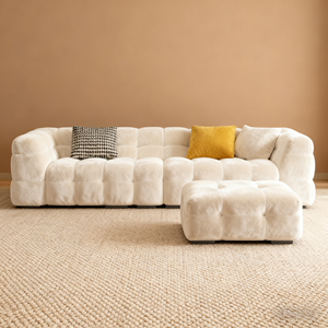 <span class=keywords><strong>Canapé</strong></span> en mousse nuage de style crème français, design capitonné incurvé, montage facile, taille personnalisée, <span class=keywords><strong>canapé</strong></span> compressé pour appartements et espaces de vie - Product Image 3