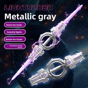 <span class=keywords><strong>Sabre</strong></span> <span class=keywords><strong>laser</strong></span> rotatif télescopique à double lame et double tête en plastique avec effets sonores et lumières fluorescentes - Cadeau jouet pour garçons - Product Image 5