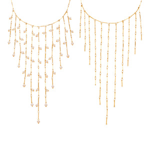 Collana con ciondolo a forma di ruota panoramica e tesoro naturale d'acqua dolce, stile europeo e americano esagerato, catena multistrato in acciaio inossidabile - Product Image 5